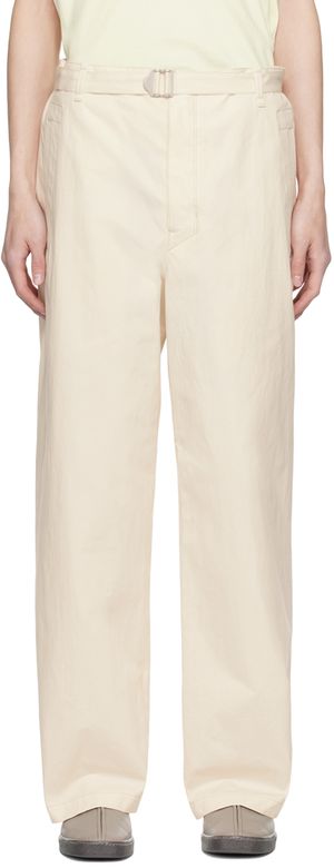 LEMAIRE Off-White Seamless Belted Trousers