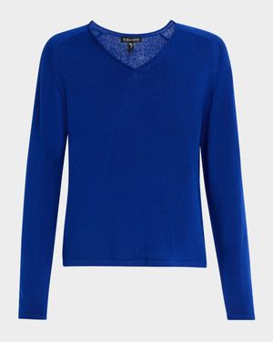 Saddle-Sleeve Cotton Blend Sweater