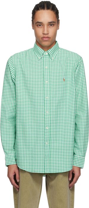 Polo Ralph Lauren Green & White Classic Fit Gingham Oxford Shirt