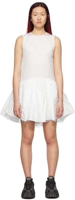 MSGM White Jacquard Taffeta Dress