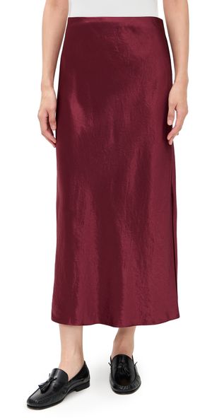 Vince Side Slit Slip Skirt Bordeaux L