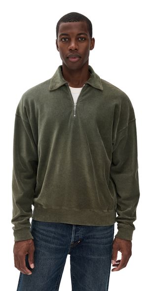 ASHER Claude Quarter Zip Sweatshirt Military L