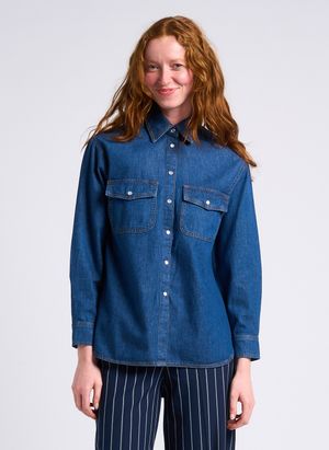 Max&co. - Surchemise col classique en jean - Taille 42 - Bleu