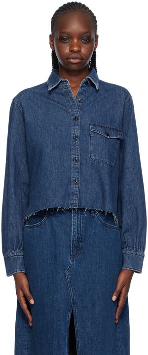 rag & bone Chemise Maxine bleu marine en denim