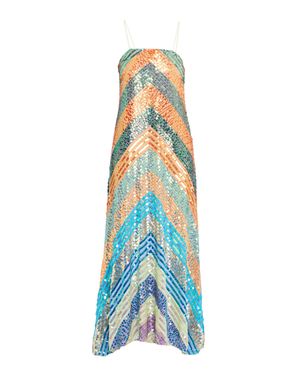 Chevron Sequined Bias Strapless Maxi Dress