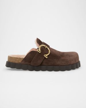 Zaida Merino Wool-Lined Suede Clogs