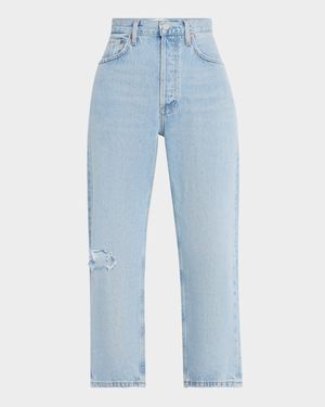 90's Crop Mid-Rise Loose Straight Jeans