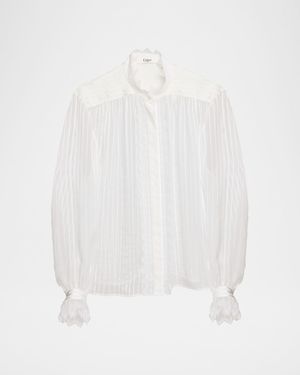 Tonal Striped Silk Blouse
