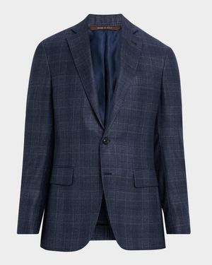 Men's Tonal Plaid Wool Stretch Sport Coat
