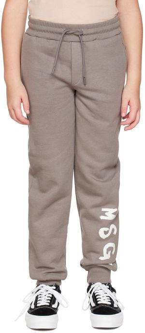 MSGM Kids Kids Gray Logo Lounge Pants