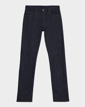 Men's Dark-Wash Denim Straight Fit Five-Pocket Pants
