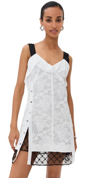 3.1 Phillip Lim Corded Lace Organza Mini Dress White/Black 12