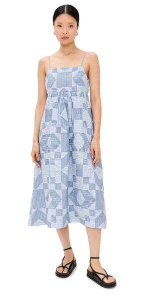 Sea Helmi Striped Shirting Midi Dress Blue 12