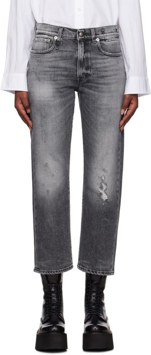 R13 Gray Straight-Leg Boyfriend Jeans