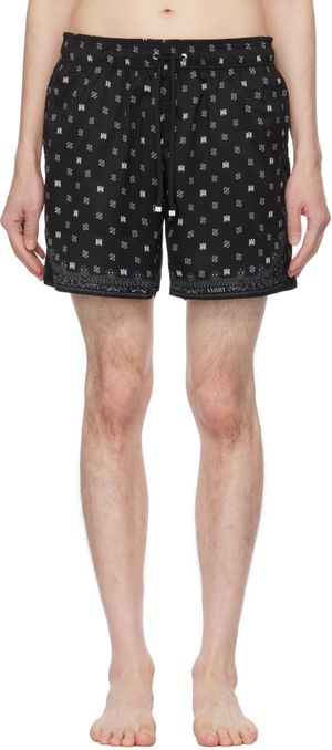 AMIRI Maillot de bain noir à motif cachemire à monogrammes - Core