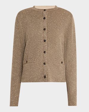 Button-Down Shimmer Knit Cardigan