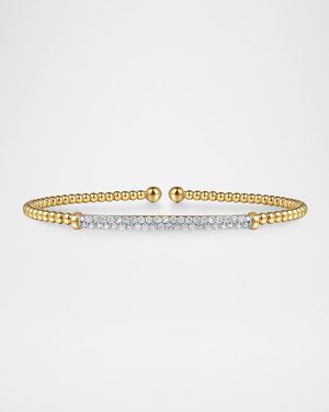14K Yellow Gold Bujukan Diamond Bar Split Bangle