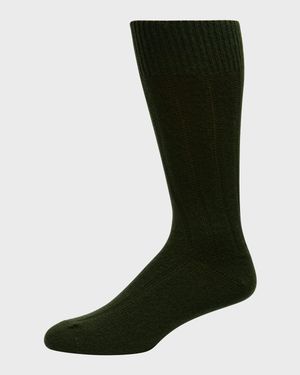 Men's Rib Cashmere Crew Socks