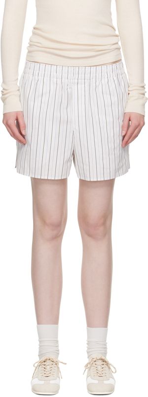 AMI Paris White Cotton Elasticated Shorts