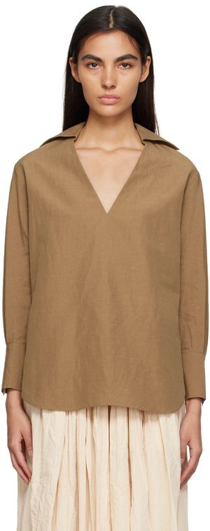 Vince Chemise brun clair à col en V