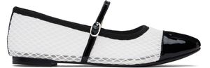 Repetto White & Black Georgiana Mesh Mary-Jane Ballerina Flats