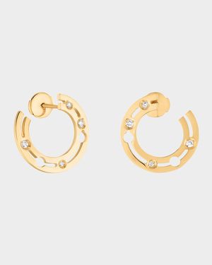Yellow Gold Pulse Side Hoop Earrings, 18mm