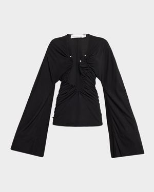 Salacia Ruched Long-Sleeve Blouse