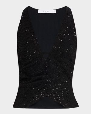 Minnia Sequined V-Neck Top