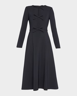 Triple Bow Keyhole-Front Midi Dress