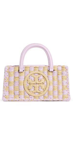 Tory Burch Ella Hand Crocheted Checkered Top Handle Bag Pale Purple One Size