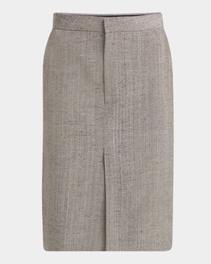Knotted Melange Straight Skirt