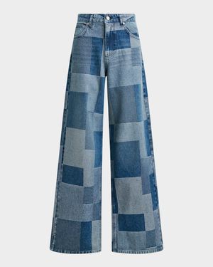Patchwork Straight-Leg Jeans