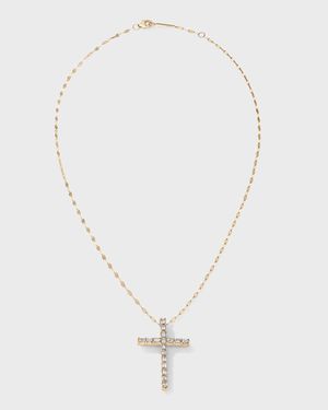 Emerald-Cut Diamond Cross Pendant Necklace