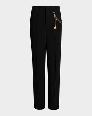 Alaina Chain-Embellished High-Rise Cigarette Pants