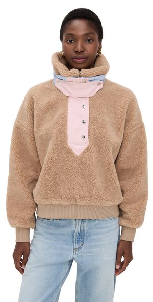 For Love & Lemons Caitlyn Sherpa Pullover Sweater Camel S