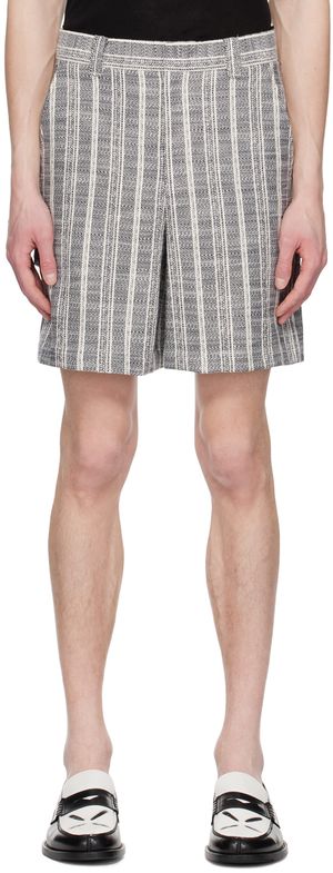 System Off-White & Navy Stripe Shorts