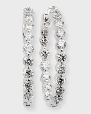 18k White Gold Diamond Hoop Earrings, 2.89tcw, 1"L