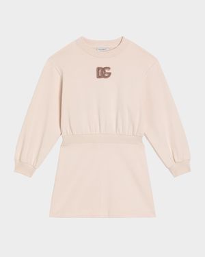 Girl's DG Paillette Felpa Patch Sweatshirt Dress, Size 8-14