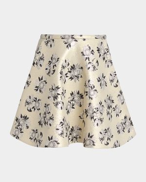 Floral Brocade Mini Skirt