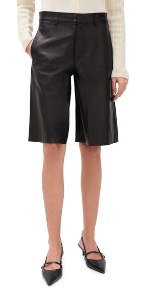 House of Dagmar Boxy Leather Shorts Black 42