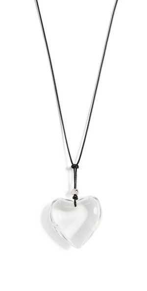 By Adina Eden Icy Puffy Heart Pendant Necklace Clear One Size