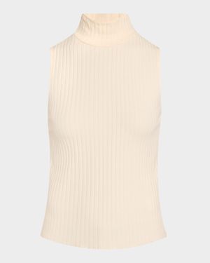 Ribbed Sleeveless Turtleneck Top