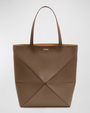Puzzle Fold Large Tote Bag in Shiny Leather