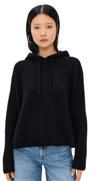 Jenni Kayne Cashmere Fisherman Hoodie Black M