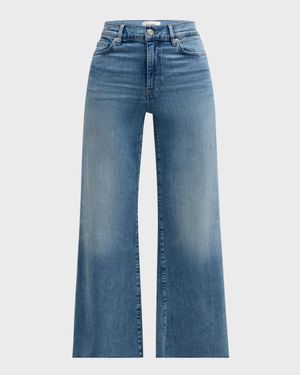 Le Palazzo Wide-Leg Raw-Hem Cropped Jeans