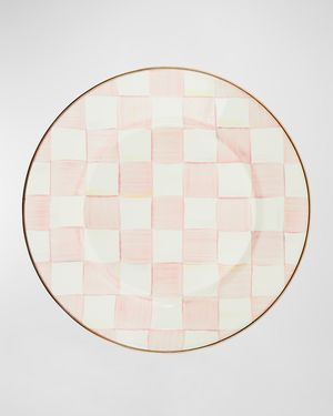 Rosy Check Enamel Dinner Plate