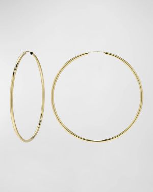 14K Gold Large Thread Hoop Earrings