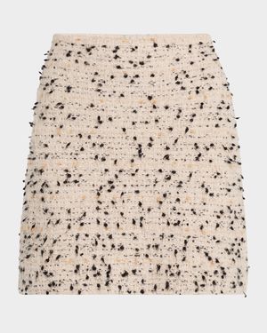 Frayed-Knot Donegal Tweed Mini Skirt