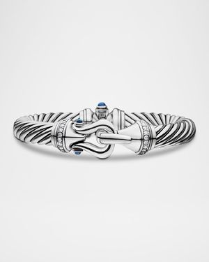 9mm Cable Buckle Bracelet with Diamonds & Topaz