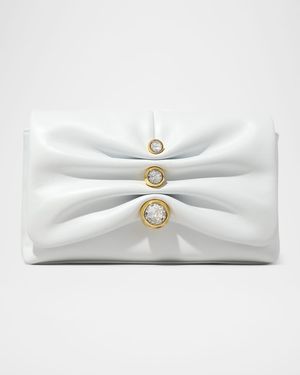 Ruched Crystal Leather Crossbody Bag